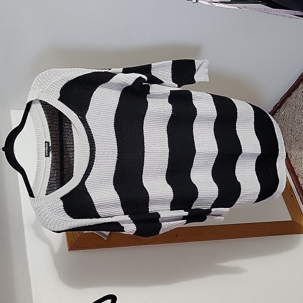 Black and gray striped sweater